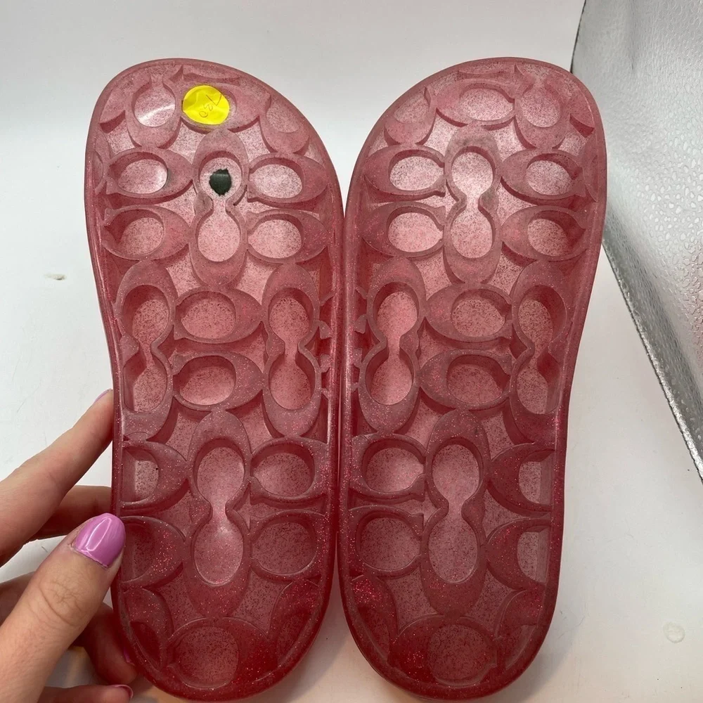 Coach Ulyssa womens pink glittery slide sandals size 6